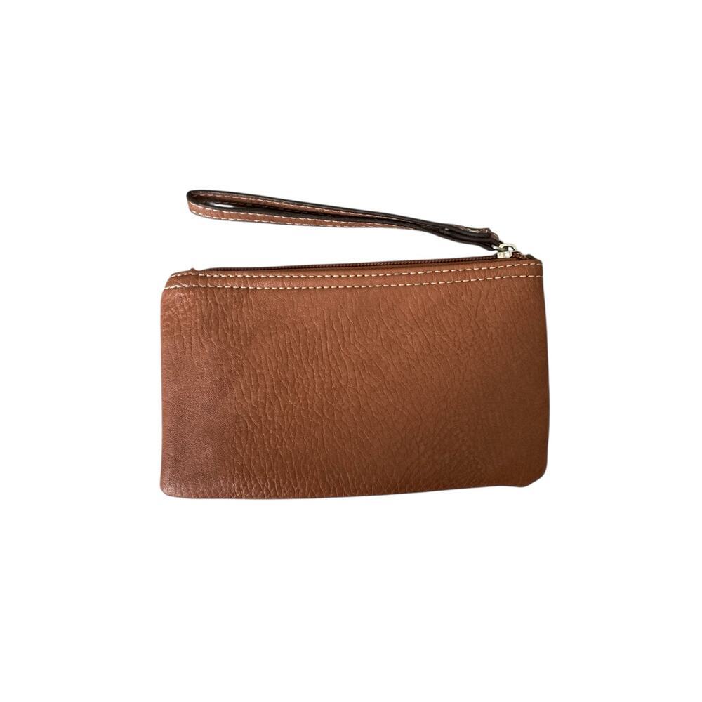 b.ø.c Womens Brown Faux Leather Wristlet Wallet Clutch ID Holder Small Purse Zip